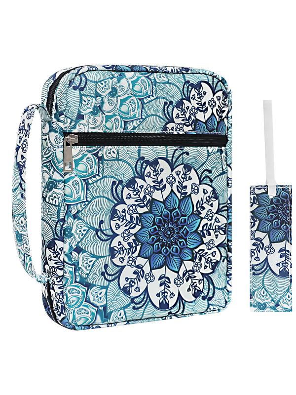 Random Floral Pattern Travel Bag,  Zipper Travel Organizer, Travel Storage Bag, Women's Bible Set for Daily Use, Bible Holder Set for Women & Men