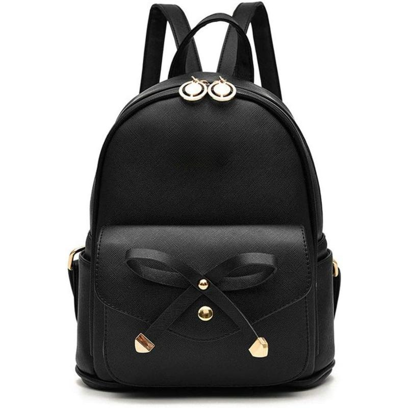 Girls Bowknot Cute Leather Backpack Mini Backpack Purse for Women