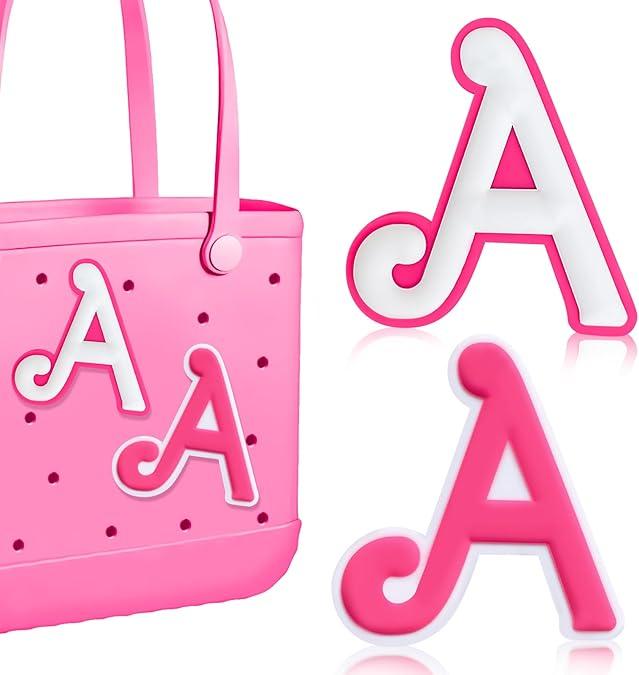 2Pcs Lettering Charms For Bogg Bag, 3D Alphabet Printed Decorative Accessories Charm For Bogg Bag, Insert Personalizing Alphabet Decorative Charm Compatible With Handbag Beach Tote Bag