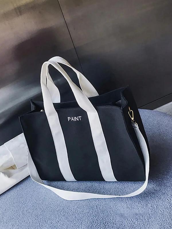 2024 New Style Canvas Tote Bag for School, Tote Bag for Women, Removable Bottom Compartment Work Bags, Large Capacity Oversize Summer Shoulder Crossbody Bag for Daily & Back To School, Fall Outfits, Fall Freshness