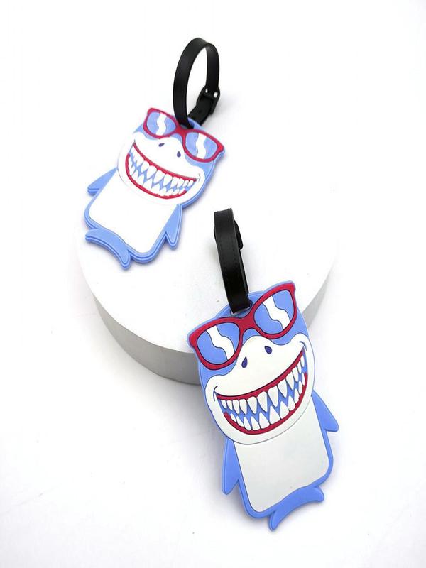 Cartoon Shark Design Luggage Tag, Cute Shark Design Luggage Tag, Anti-lost Hangtag for Outdoor Travel, Travel Accessories