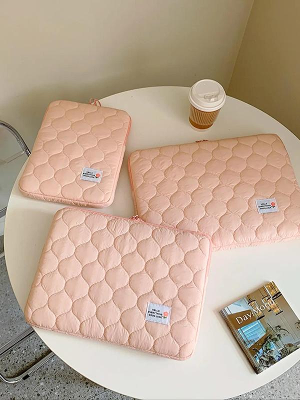 Fashionable Heart Pattern Solid Color Quilted Laptop Bag, Portable Shockproof Laptop Bag, Laptop Case for iPad MacBook Air MacBook