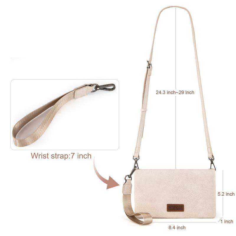 Wrangler RFID Blocking Bifold Clutch Credit Card Holder Purse with Crossbody Strap for Woman