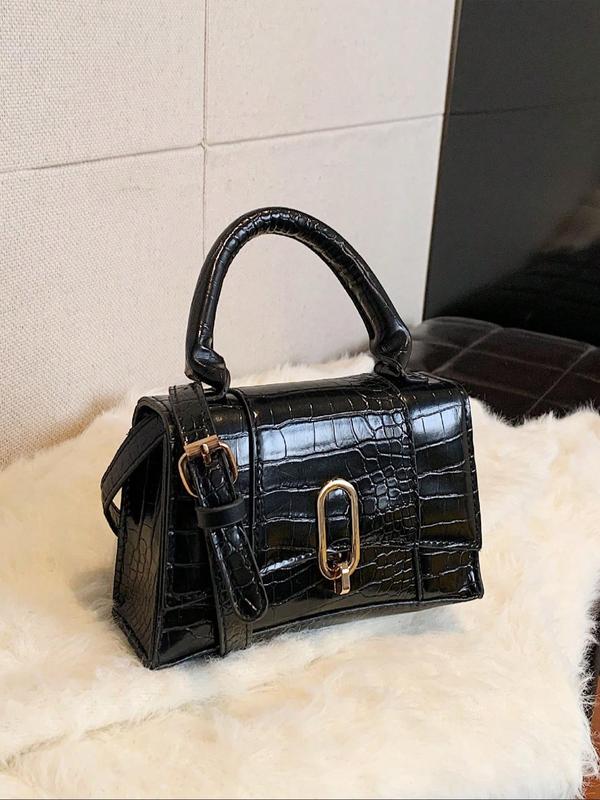 Fashionable Crocodile Embossed Handbag, Casual Versatile Pu Leather Shoulder Bag, Female All-match Underarm Bag for Daily Used