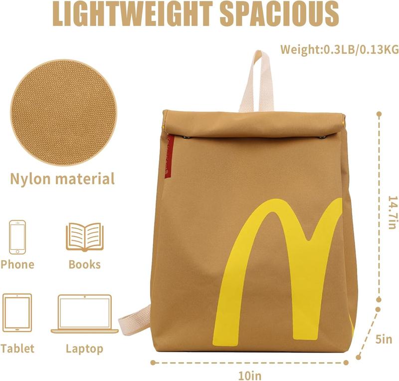 McDonald's Backpack Lightweight Crossbody Shoulder Tote Bag School Knapsack for Men Women Teen Boys Girls