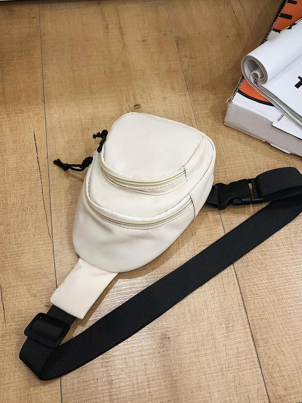 Women's Casual Solid Color Mini Sling Bag, Lightweight Nylon Zipper Chest Bag, Simple All-match Sling Bag for Daily Use for Women & Girls