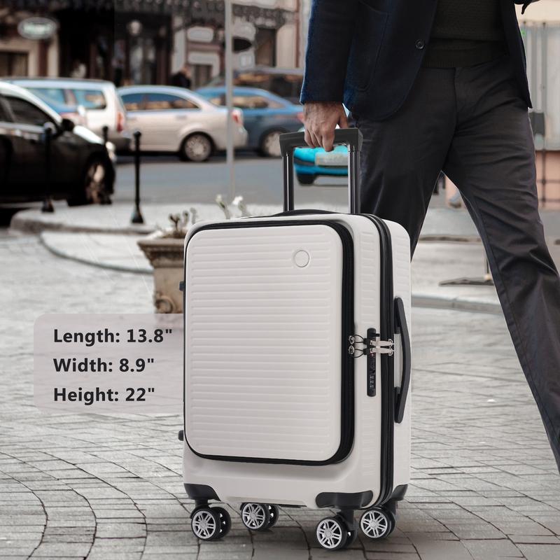 Carry-on Luggage 20 Inch Front Open Luggage Lightweight Suitcase with Front Pocket and USB Port, 1 Portable Carrying Case carry-on luggage