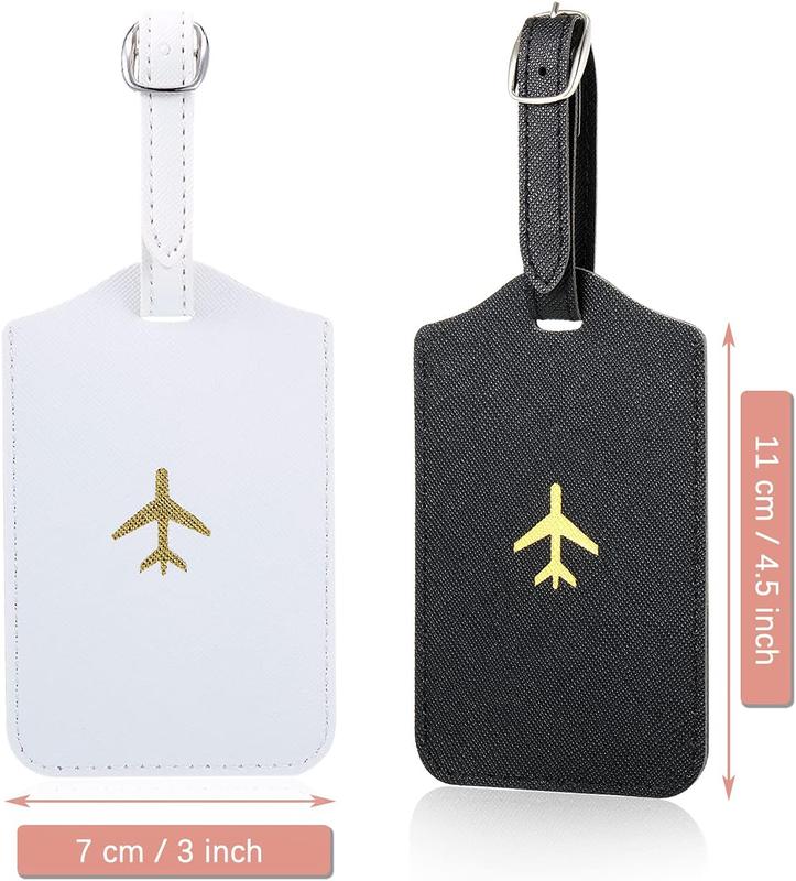 2 count unisex Passport Covers and 2 count Luggage Tags, Passport Holder Travel Suitcase Tag (White, Black)