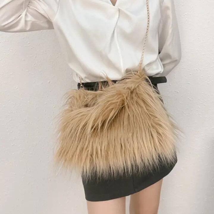 Faux Fur Fluffy Hobo Bag - ZOO GARDEN Brand