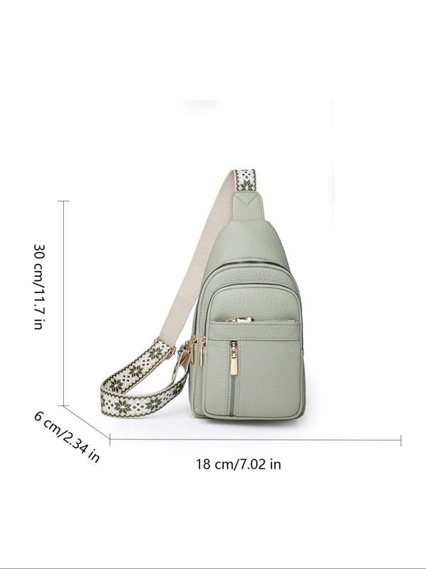 Solid Color Fanny Packs for Women, Fashion Casual PU Chest Bag with Adjustable Strap for Work & School, Casual Trendy Versatile High-quality Commuting Bag