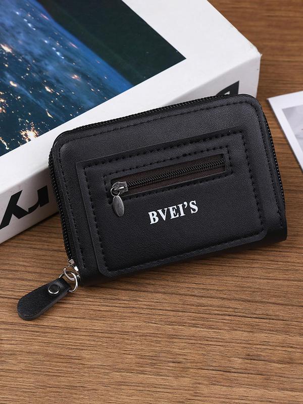 Men's Business Fashion Letter Design Card Holder, Casual Trendy Bifold Wallet, Fashionable Card Holder for Daily Use