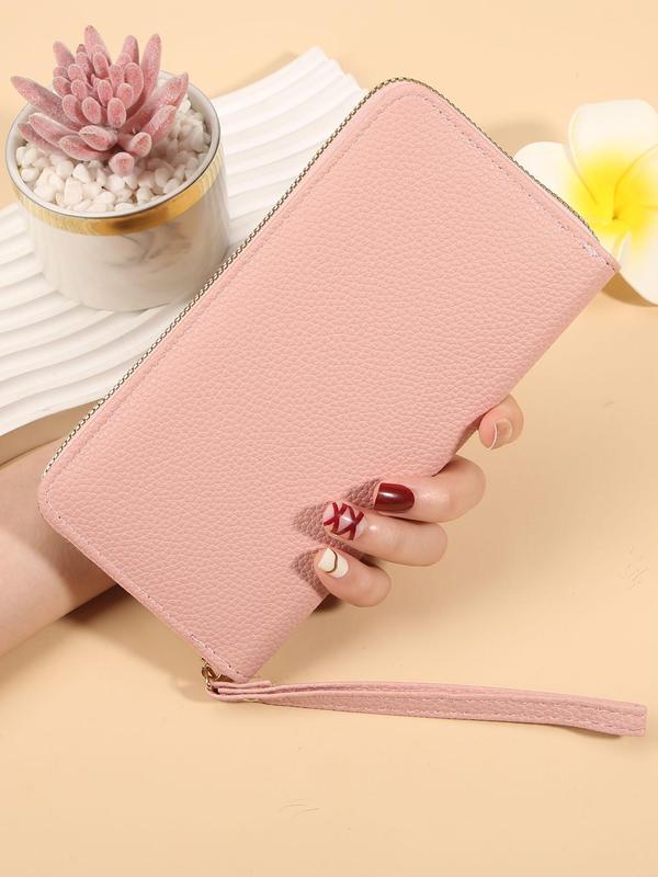 Women's Solid Color Long Wallet, Fashionable Zipper Phone Wallet, Casual Versatile Clutch Wallet for Daily Used