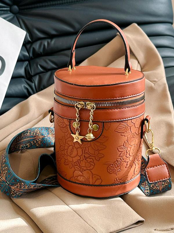 Women's Vintage Floral Embossed Crossbody Bag, 2024 New Style Fashionable PU Leather Shoulder Bag for Daily Used, Casual Trendy Versatile High-quality Daily Commuting Bag