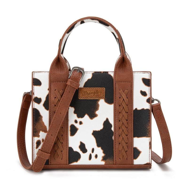 Wrangler Mini Tote Bag for Women Cow Print Western Crossbody Purse Top Handle Satchel Handbag