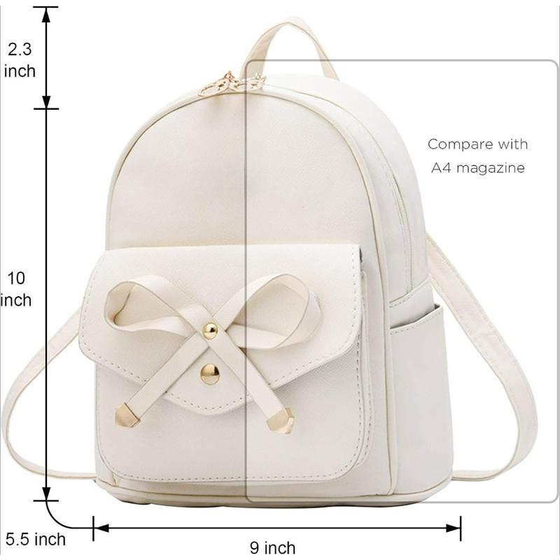 Girls Bowknot Cute Leather Backpack Mini Backpack Purse for Women