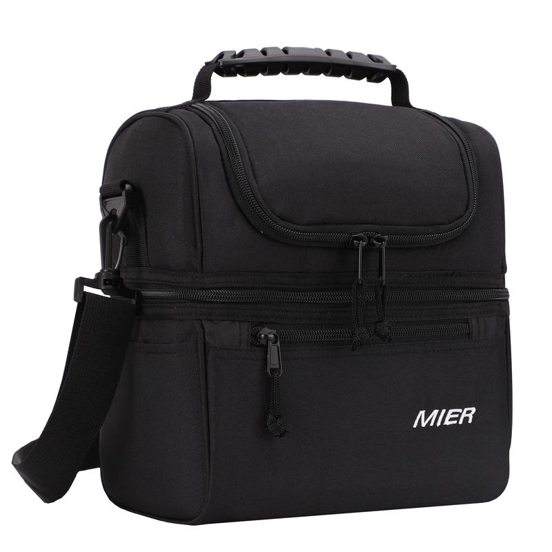 MIER Adult Insulated Large Lunch Bag, Dual Compartment Lunch Box, Leakproof Cooler Bag For Work,Outing,Picnics,Beach,Camping And Traveling