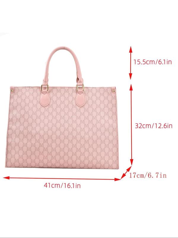 Fashion Letter Pattern Tote Bag, Elegant Large Capacity Shoulder Bag for Women, Trendy Versatile Travel Shopping Bag