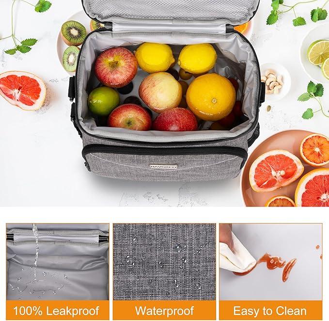 Premium Insulated Lunch Bag for Women Men - 9L Leakproof Lunch Box Soft Cooler Tote Bag with Adjustable Shoulder Strap for Work Picnic Beach - Large Capacity 9L