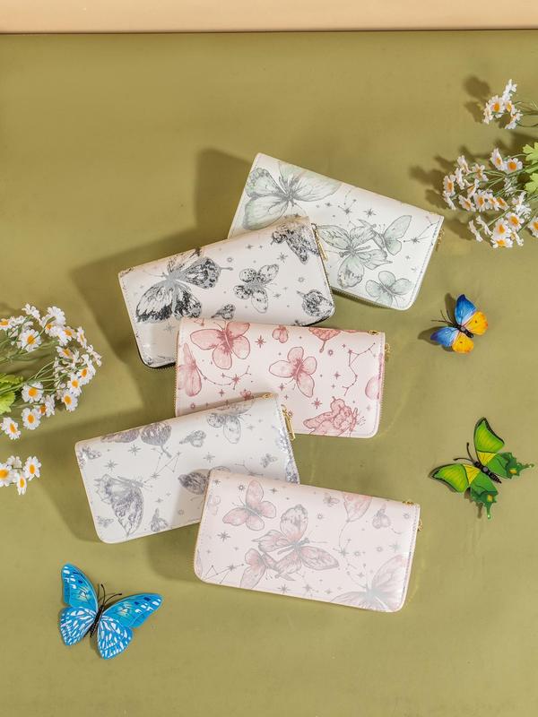 Butterfly Pattern Long Wallet, Fashionable Zipper Design Card Holder for Women, Casual Trendy Versatile High-quality Daily Wallet