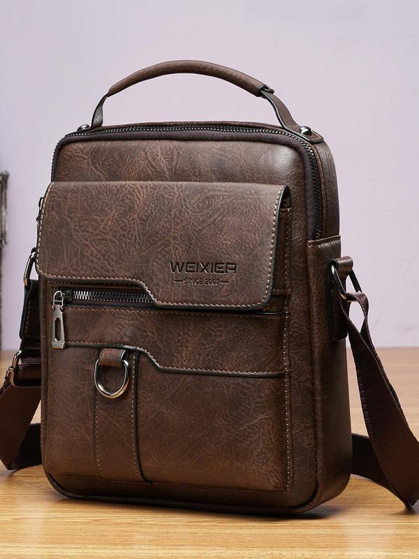 Men's Retro Messenger Bag, Vintage Crossbody Bag, Luxury Bags for Men, Business Style Plain Color Crossbody Bag with Adjustable Strap, Versatile Commuting Bag