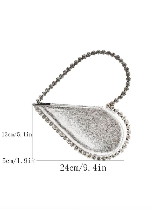 Mini Heart Shape Evening Bag As Gift, Trendy Rhinestone Decorated Handbag for Party Wedding, Novelty Trendy Versatile High-quality Daily Bag for Lovers Day Outfits