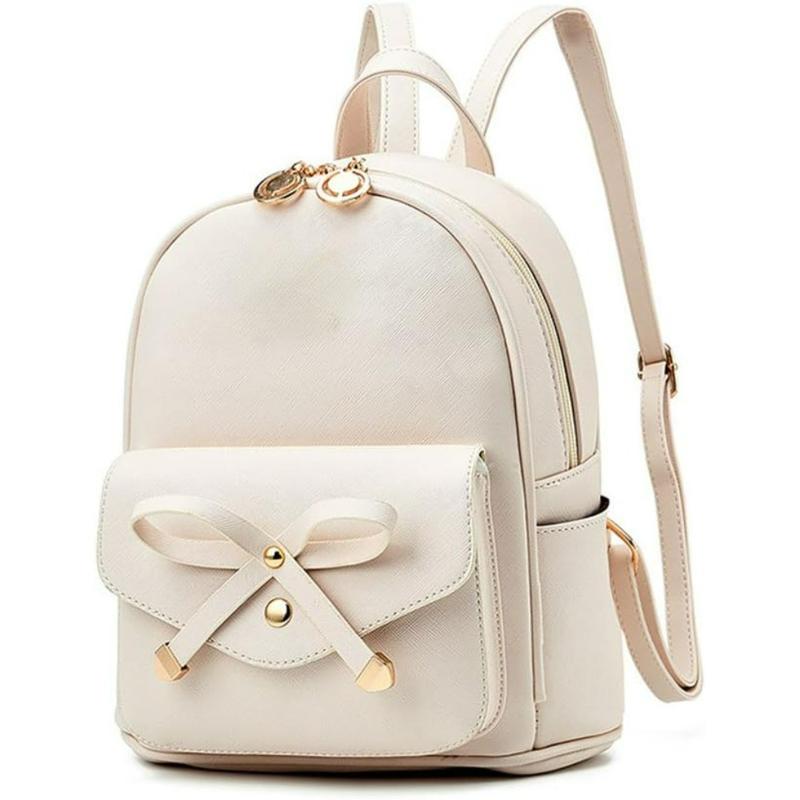 Girls Bowknot Cute Leather Backpack Mini Backpack Purse for Women