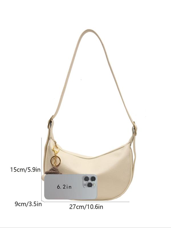 Women's Elegant Cartoon Charm Decorated Crossbody Bag with Charm, Fashionable Pu Leather Shoulder Bag for Daily Used, Casual Trendy Versatile High-quality Daily Commuting Bag