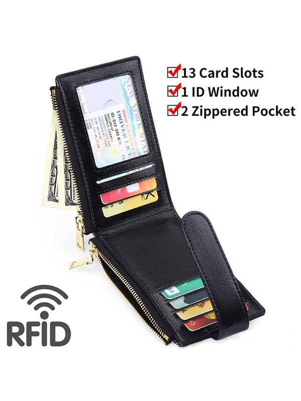 Minimalist Ultra-thin Wallet, 2024 New Style Rfid Blocking Card Holder with 2 Zipper Pocket, Casual Trendy Wallet for Men & Women Dainty Gift for Your Love