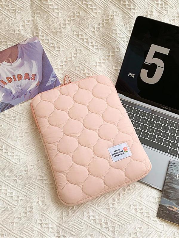 Fashionable Heart Pattern Solid Color Quilted Laptop Bag, Portable Shockproof Laptop Bag, Laptop Case for iPad MacBook Air MacBook