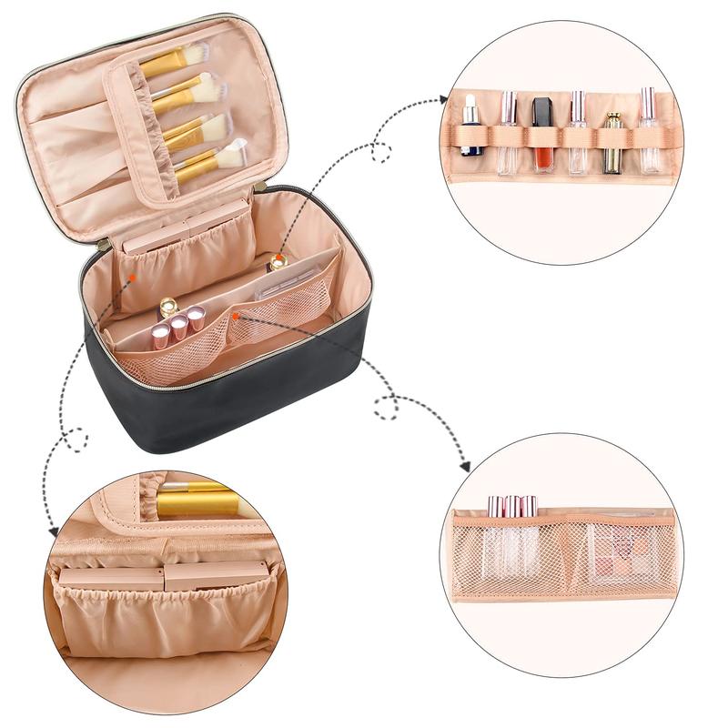 Makeup Bag - Your Portable Cosmetic Bag with Large Capacity! This Black Travel Makeup Case Organizer is Ideal for Women and Girls. Comes with a Handle and Divider for Easy Organization. Perfect for Traveling.