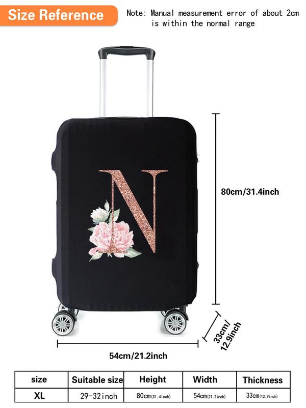 Creative Floral & Letter Pattern Luggage Cover, 1 Count Dustproof Travel Bag Protector, Foldable Bag Cover for Women & Men