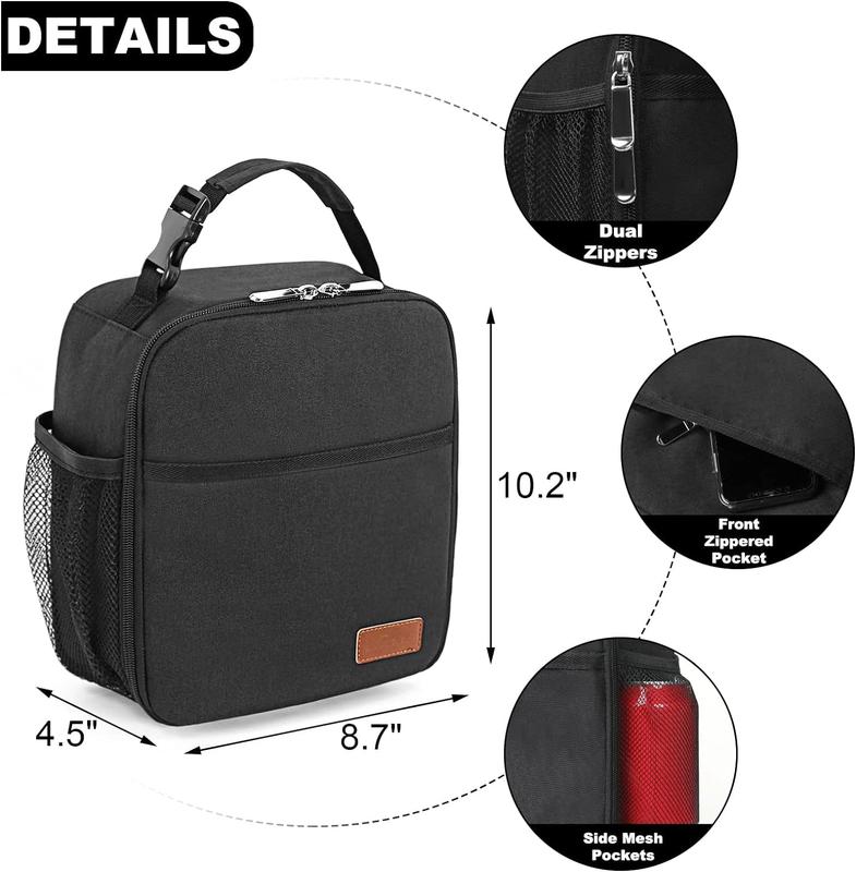 Lunch Box for Men Women Adults, Small Lunchbox for Work Picnic - Reusable Lunch bag Portable Lunch tote, Black