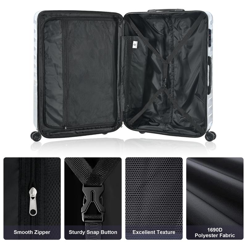 Fashion luggage set new expandable ABS+PC 3-piece set, with lightweight luggage with rotating wheels (20“ 24” 28“)