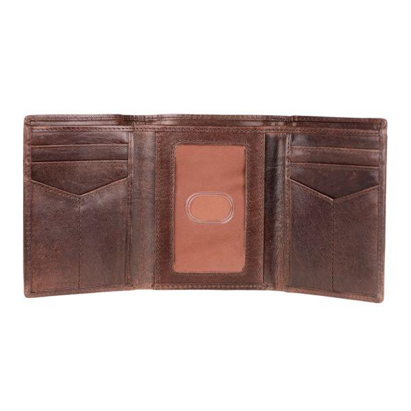 Bull Guard Patriotic Freedom Leather RFID Trifold Wallet for Men with Pocket for Air Tag or Other Tracking Devices & 2 ID Windows In Top Grain Leather