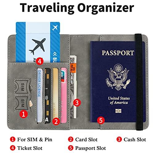 Passport Holder Wallet, PU Leather Passport Wallet for Men and Women, RFID Blocking Wallet, Multi-Function Travel Document Holder