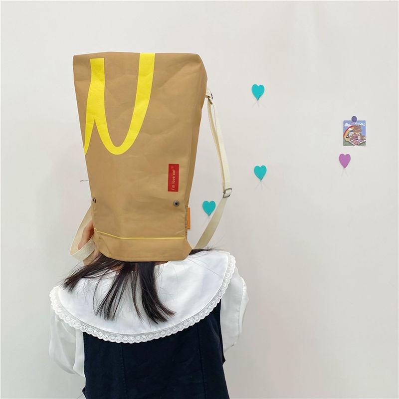 Funny McDonald's KFC Starbucks Paper Bag Casual Canvans Backpack Large Capacity Student School Bags Birthday Gift