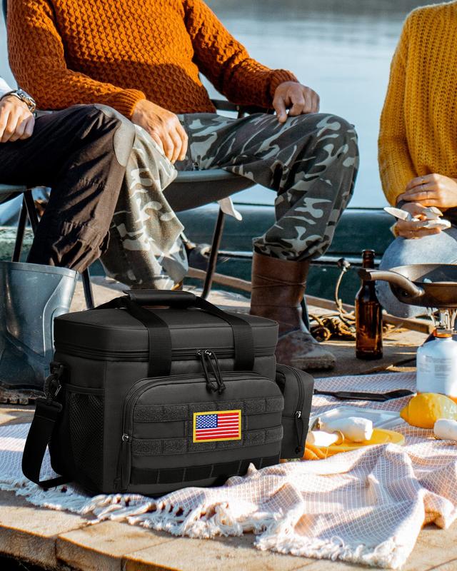 Tactical Lunch Box for Men, Leakproof Lunchbox, Insulated Lunch Bag, Cooler Bag with Detachable MOLLE Pouch for Camping Fishing Beach Picnic Work Insulated Leakproof insulated  bag Insulated Large Insulated Tactical