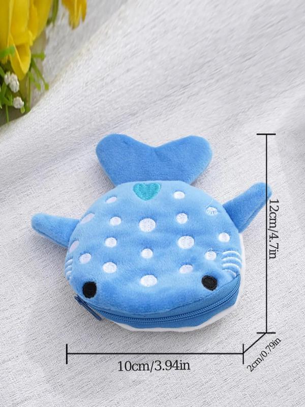 Women's Cute Cartoon Whale Design Plush Zipper Wallet, Fashionable Animal Design Purse for Daily Used & Work, Casual Trendy Versatile High-quality Daily Bag for Gift