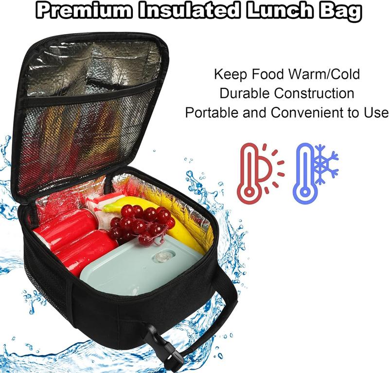 Lunch Box for Men Women Adults, Small Lunchbox for Work Picnic - Reusable Lunch bag Portable Lunch tote, Black