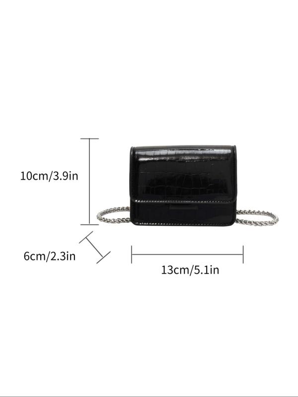 Fashion Summer Chain Strap Crocodile Embossed Crossbody Bag, Women's Trendy Shoulder Bag, Y2k Style Square Bag for Party, Daily Clothing Decor