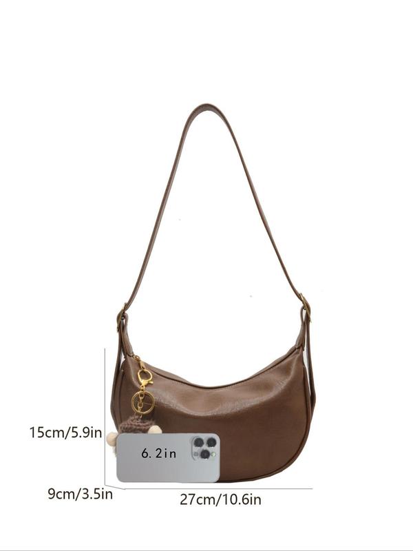 Women's Elegant Cartoon Charm Decorated Crossbody Bag with Charm, Fashionable Pu Leather Shoulder Bag for Daily Used, Casual Trendy Versatile High-quality Daily Commuting Bag