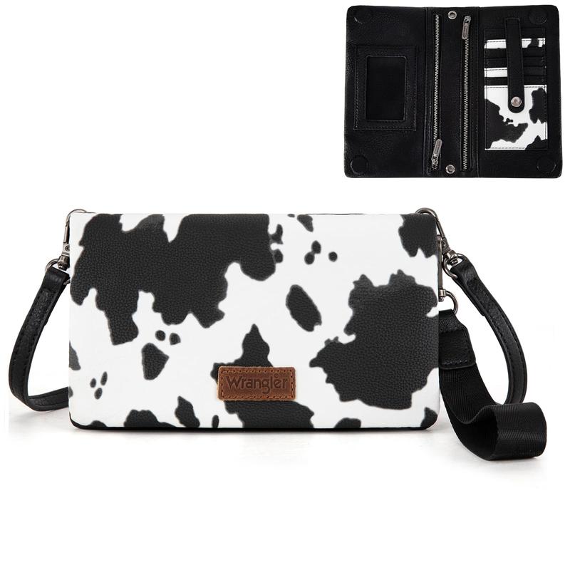 Wrangler RFID Blocking Bifold Clutch Credit Card Holder Purse with Crossbody Strap for Woman