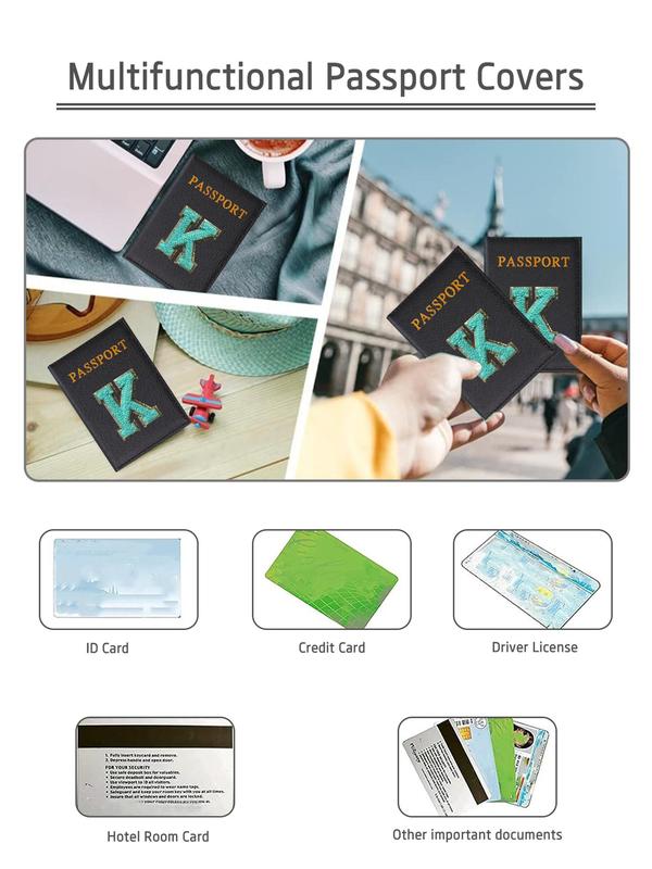 Fashion Letters Embroidery Passport Holder, Portable Passport Holder, Personalization Passport Cover, Perfect Vacation Travel Accessories