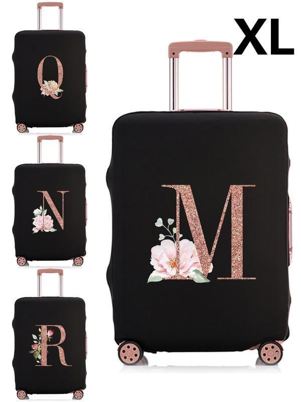 Creative Floral & Letter Pattern Luggage Cover, 1 Count Dustproof Travel Bag Protector, Foldable Bag Cover for Women & Men