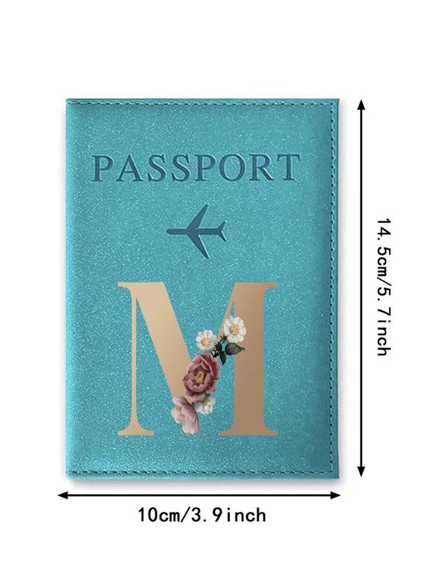 Floral & Letter Pattern Passport Case, 2024 New Style Lightweight Travel Wallet with Card Slots, Casual Style Passport Cover Holder for Going Out, Portable Travel Document Organizer