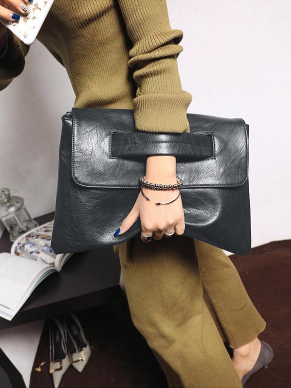 Women's Solid Color Envelope Clutch, Fashionable Large Capacity Clutch Bag for Work, Casual Trendy Versatile High-quality Daily Commuting Bag