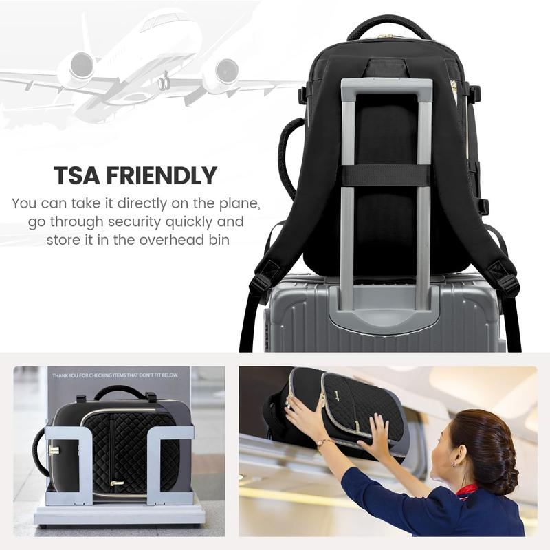 Travel Backpack for Women, 15.6in Laptop Backpack TSA Approved Carry on Luggage Personal Item Travel Bag for Business Weekender Hiking, Black-Gray