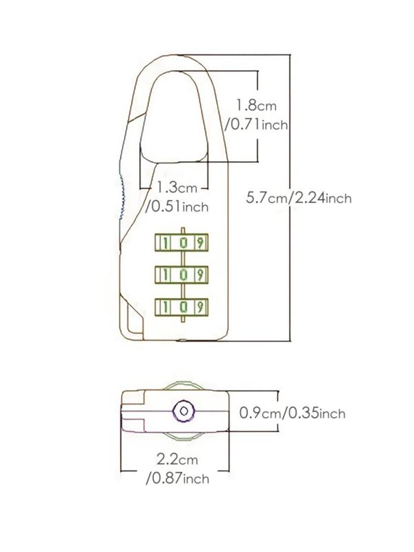 3-digit Password Lock, Zinc Alloy Luggage Zipper Lock, Mini Lock for Bag, Suitcase, Backpack, Handbag, Travel Bag