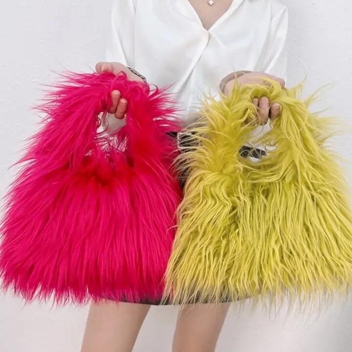 Faux Fur Fluffy Hobo Bag - ZOO GARDEN Brand