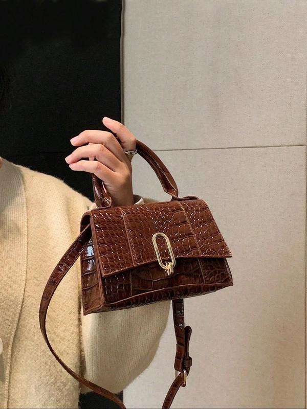 Fashionable Crocodile Embossed Handbag, Casual Versatile Pu Leather Shoulder Bag, Female All-match Underarm Bag for Daily Used